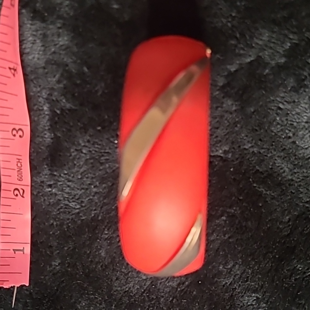 $5🧨 Bold Red Hinged Bangle Bracelet - Picture 2 of 5